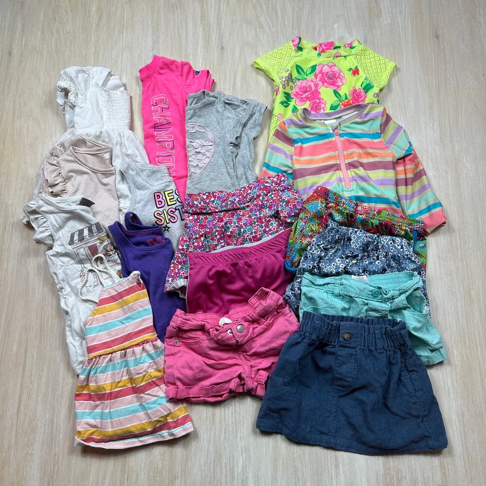 17 Piece Bundle Lot Champion Puma Cat & Jack Summer Swim Shorts Tops Clothing 4T